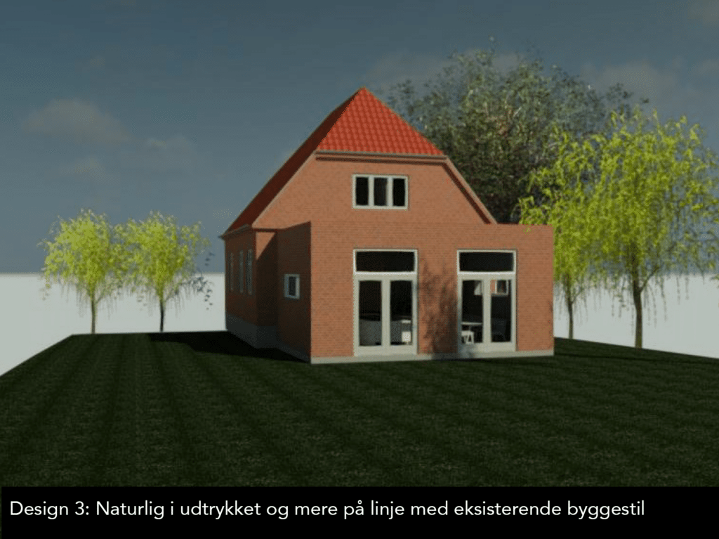 3D visualisering af kubetilbygning på villa i Høng